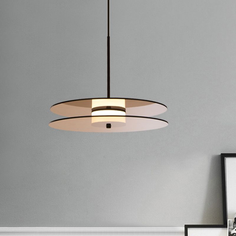 Tan Glass Disc Hanging Light Fixture Nordic 1 Light Pendant Ceiling Light for Dining Room