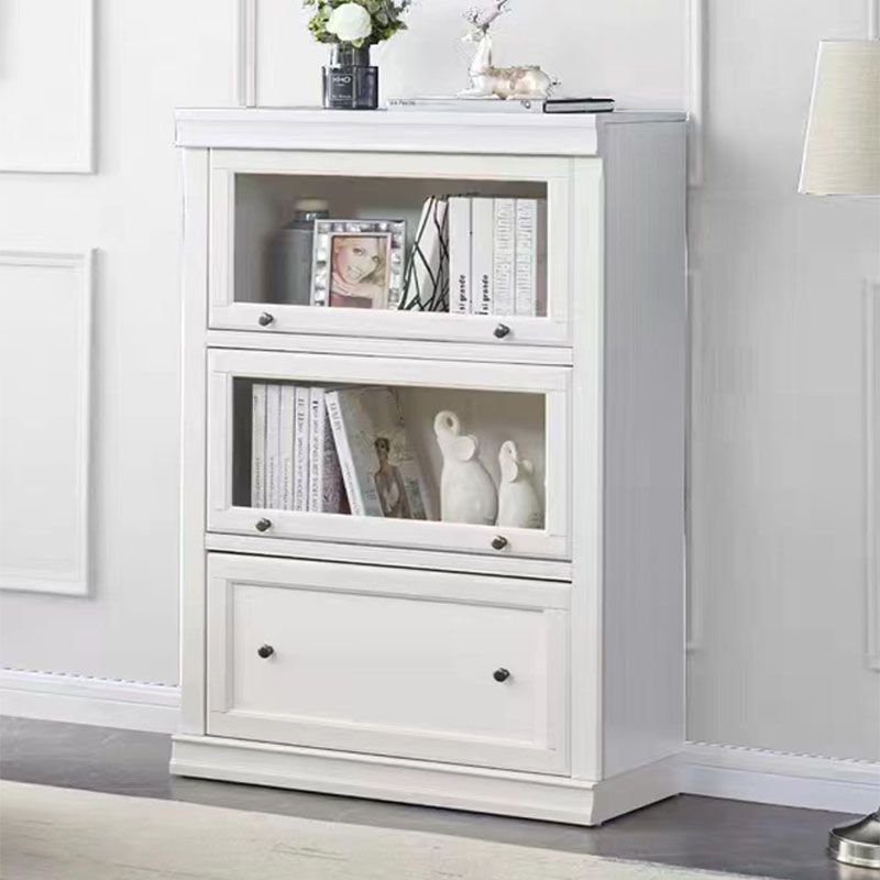 Contemporary White Shelf Bookcase Standard Wooden Book Shelf