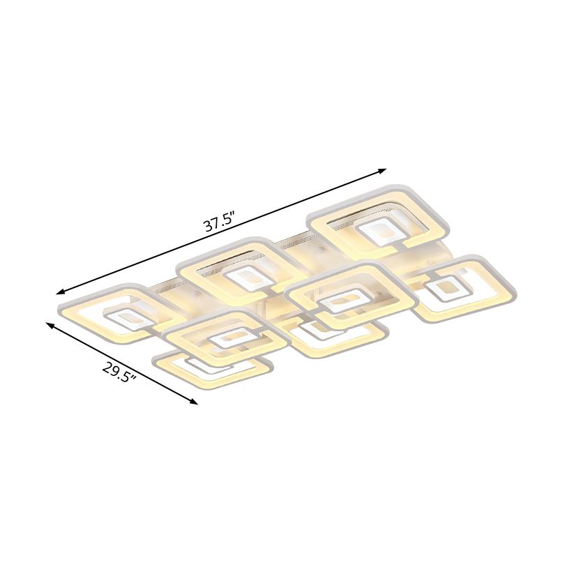 Modern 5/8-Head LED Flush Mount Light White Multi-Layer Ceiling Lamp with Acrylic Shade in Warm/White/Natural Light