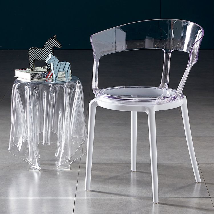 Contemporary Plastic Restaurant Side Chair Clear Open Back Dining Chair