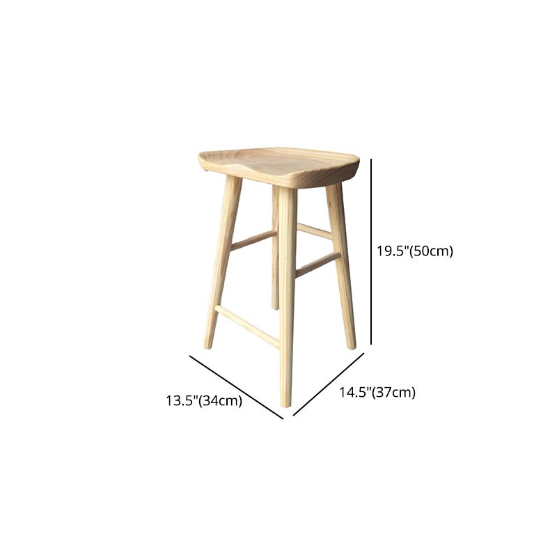 Modern Armless Backless Counter StoolWood Cafe Bar Stool with Wooden Seat and Pedal