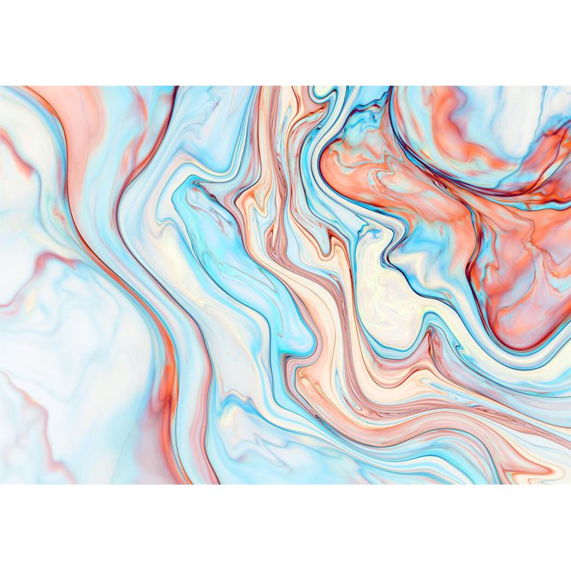 Modern Art Water Drawing Mural Orange-Blue Water Resistant Wall Decor for Bedroom