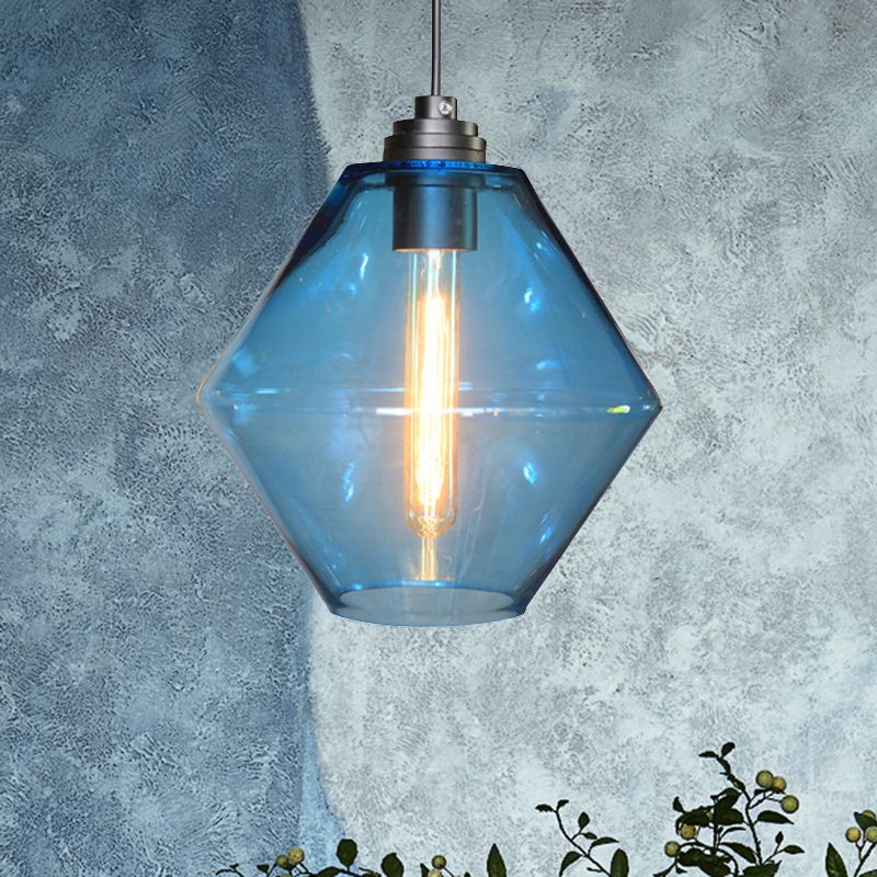 Single a diamante a diamante soffitto a sospensione leggera vintage nere arancione/blu/verde lampada appesa