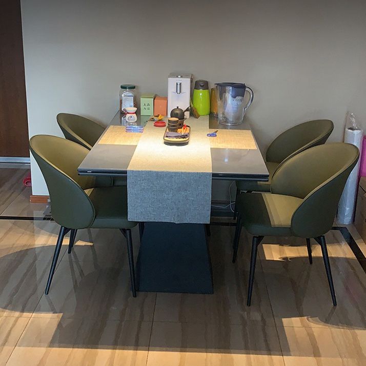 Solid Back Armless Chair Industrial Design PU Leather Dining Chairs