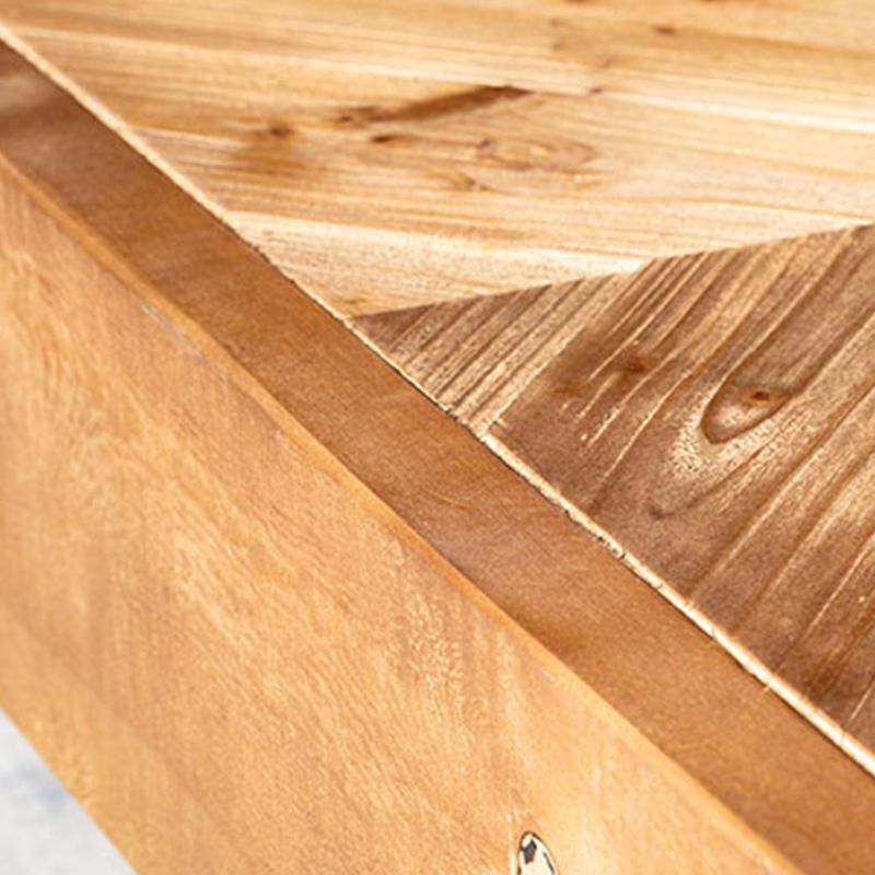 Scandinavian Block Coffee Cocktail Table in Pine Wood Square Shape