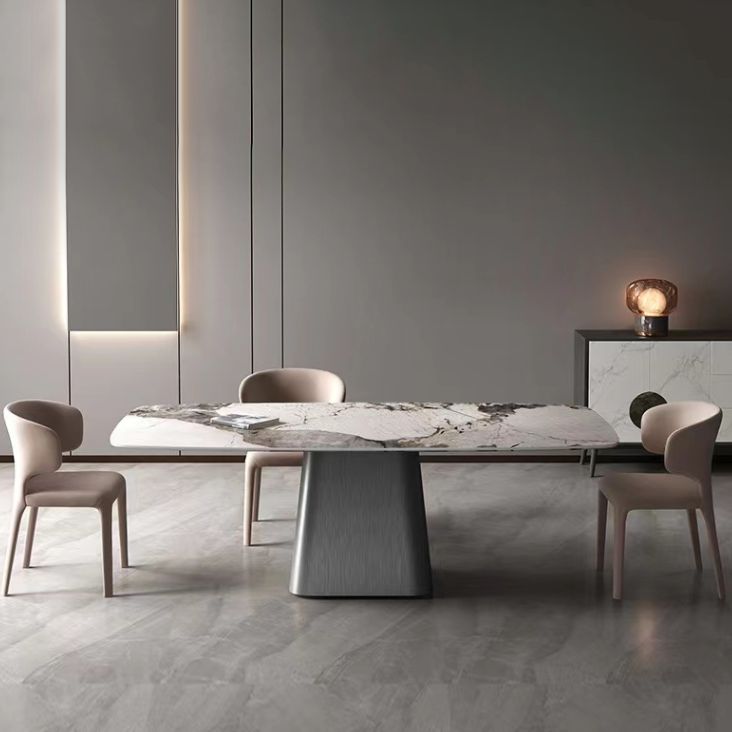 Designer Style 1/3/4/7 Pieces Dining Set Sintered Stone Dining Table with Leather Chairs