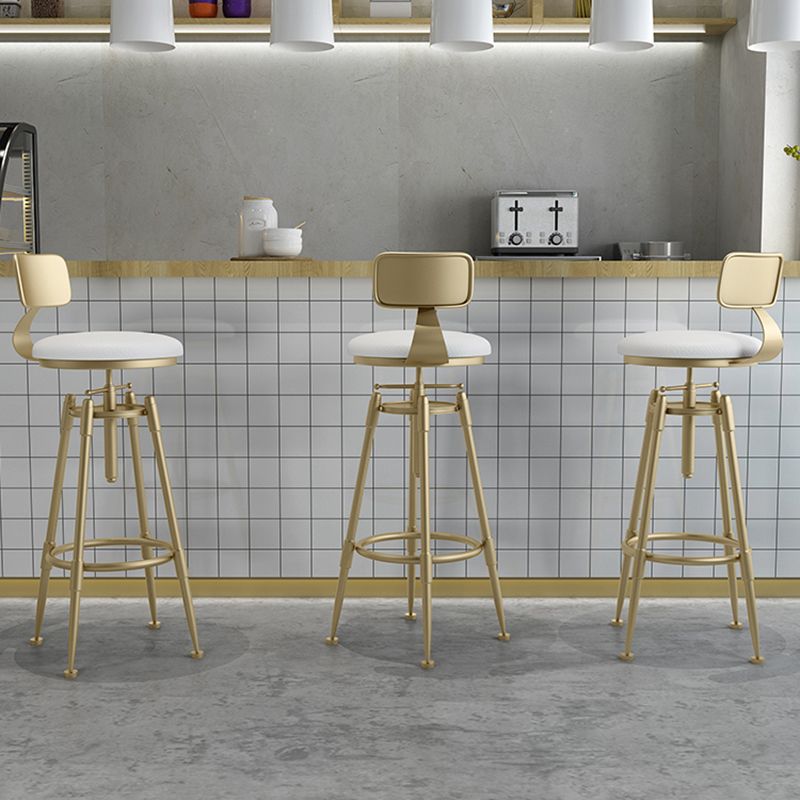 Glam Liftable Rotatable Counter Stool Iron Kitchen Bar Stool with Cushion and Pedal