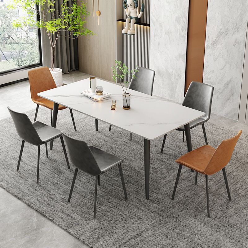 Rectangle Modern Stone Table Standard Height Table Dining with 4 Legs
