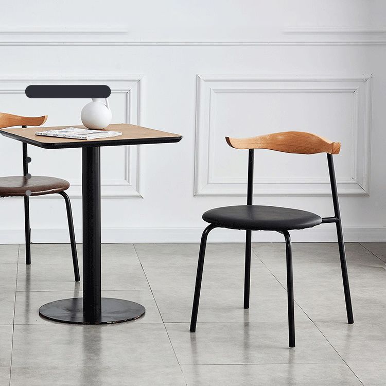 Contemporary Metal Dining Room Chairs Armless Open Back Dining Side Chair for Home Use