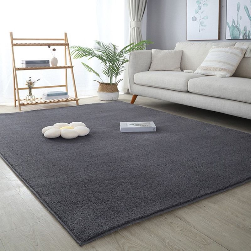 Villus Solid Color Rug Living Room Rectangle Shape Carpet Polyester Washable Area Rug