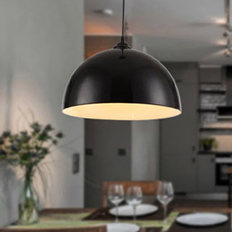 Lámpara colgante de tono de cúpula de 1 luces, luz colgante de metal contemporáneo para restaurante