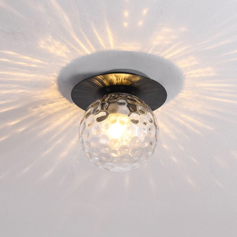 Glass Globe Shape Ceiling Light Modern Style 1 Bulb Flush-mount Lamp for Dining Room