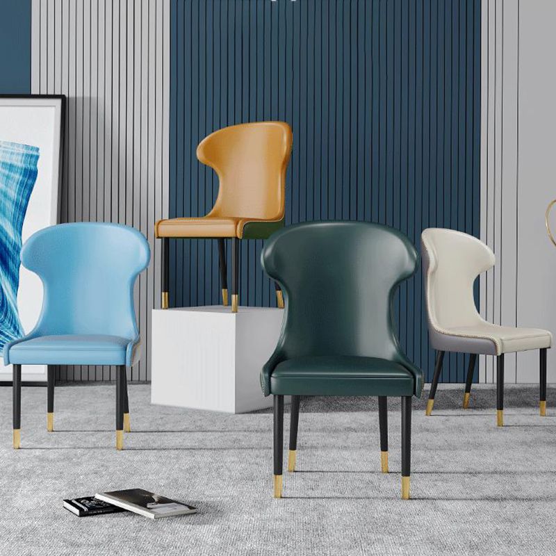 Scandinavian Style Wingback Side Chair Leather Dining Armless Chairs for Home Use
