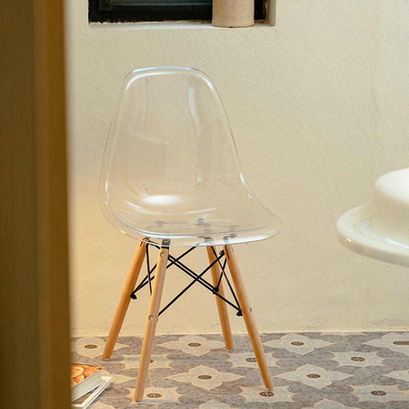 Modern Style Plastic Dining Armless Chair Solid Back Dining SIde Chairs for Home Use