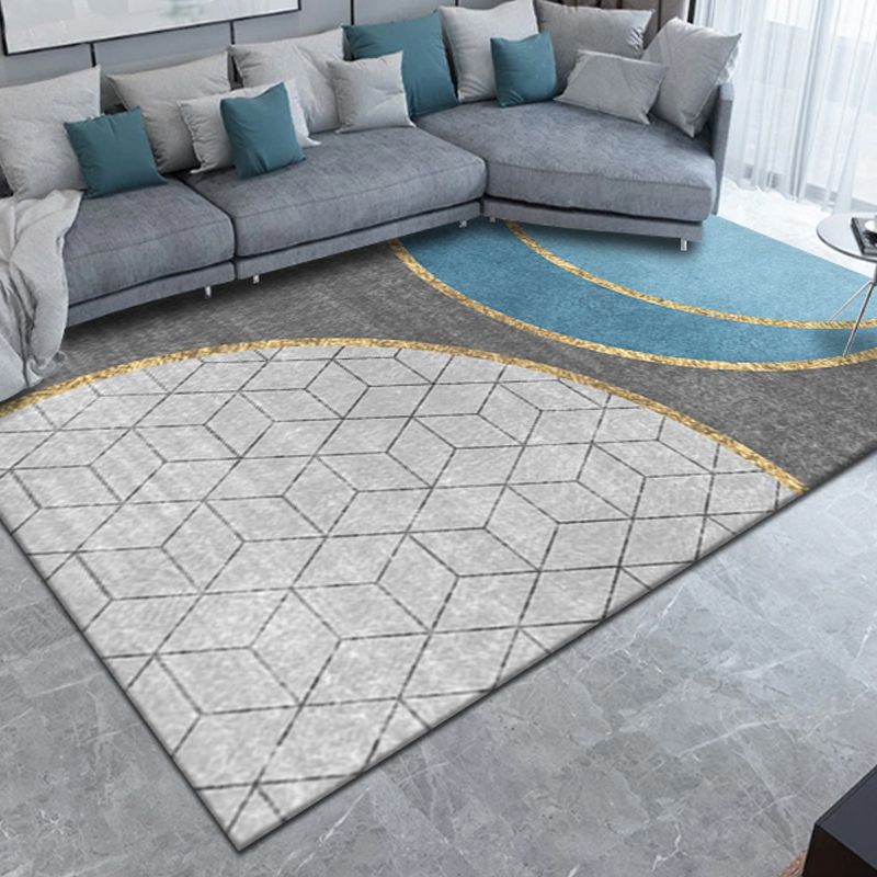 Blue Luxury Rug Blending Graphic Rug Non-Slip Backing Rug for Living Room