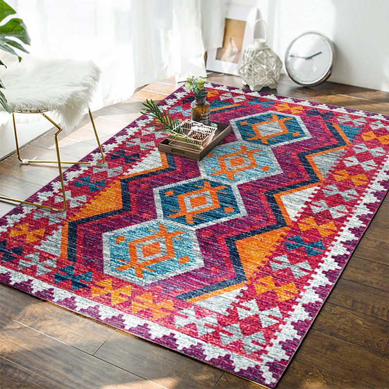 Bohemian Tribal Totem Rug Multicolor Polyester Carpet Stain Resistant Area Rug for Living Room