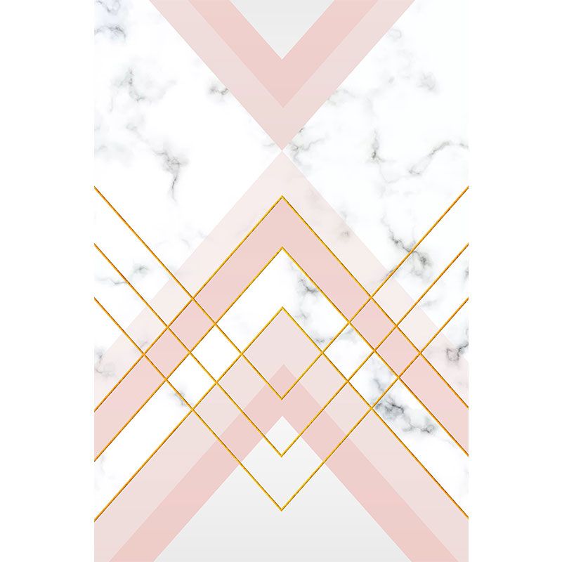 Nordic Geometric Pattern Rug Green and Pink Polyester Rug Washable Pet Friendly Non-Slip Area Rug for Living Room