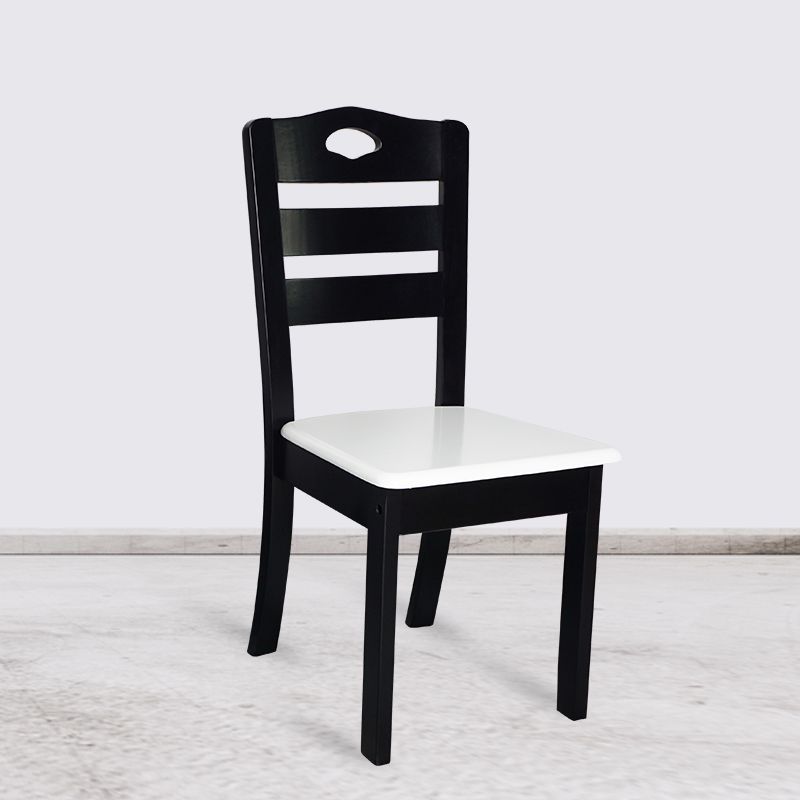 Inicio Sillas de comedor sin brazos Silla lateral con respaldo de listones y patas de madera (juego de 2)