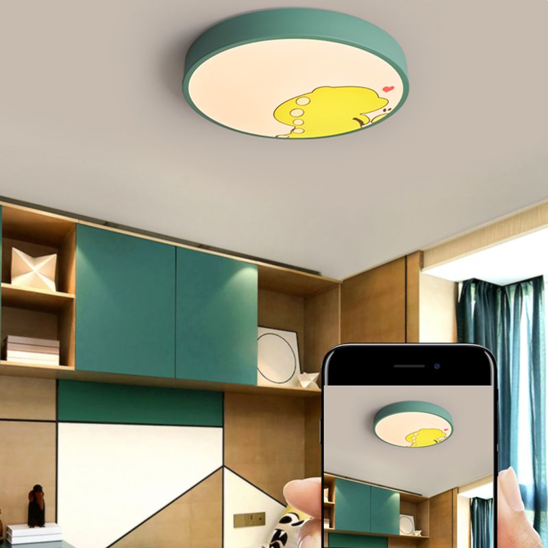 Plafonnier de forme ronde moderne macaron fer 1 lumière encastré pour étude