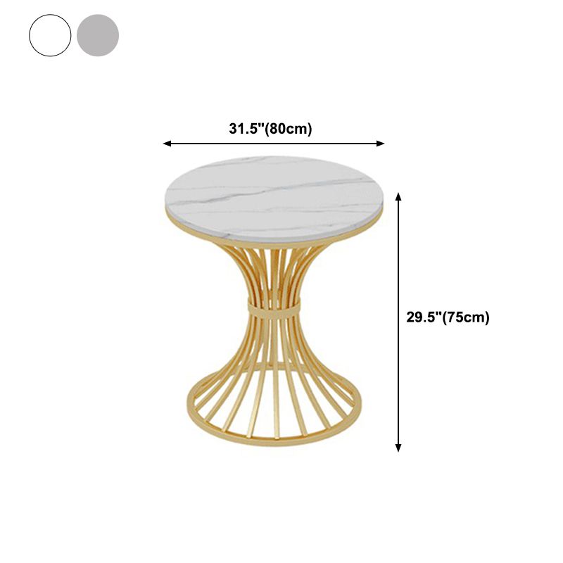Metal Traditional Luxury Round Table for Dining Room Sintered Stone Table with Pedestal
