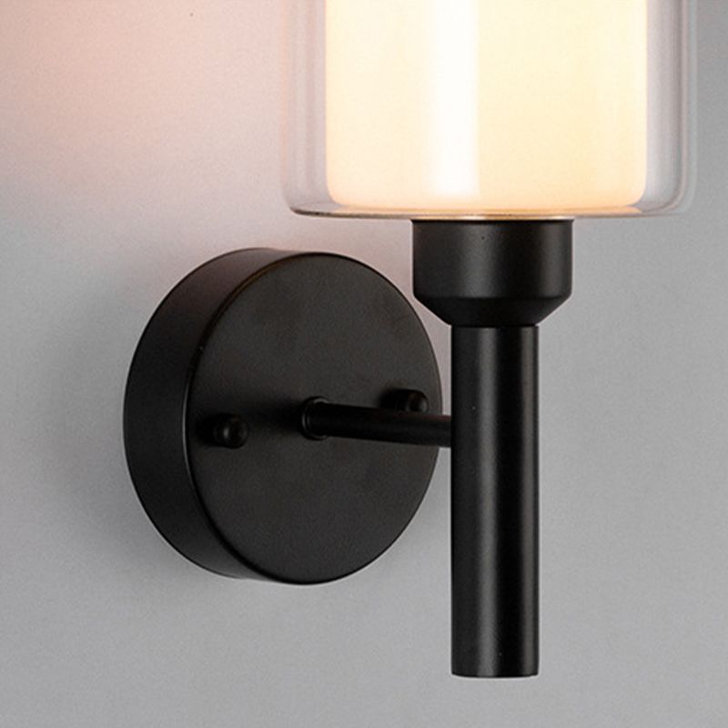 Modern Vanity Lighting Cylinder Wall Light Fixture with Glass for Bathroom