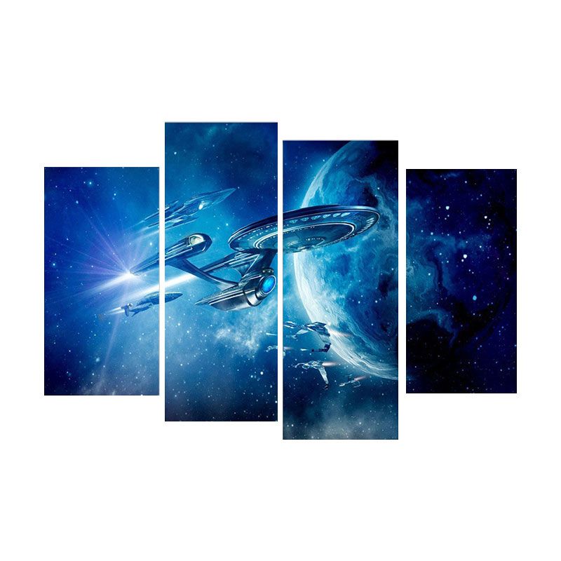 Children's Art Planet Scenery Art Canvas Textured Light Color Wall Decor for Kitchen