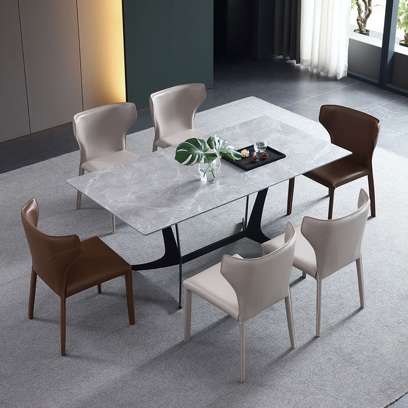 Modern Indoor-Outdoor Dining Room Chairs Wingback Parsons Armless Chair (Set of 2)