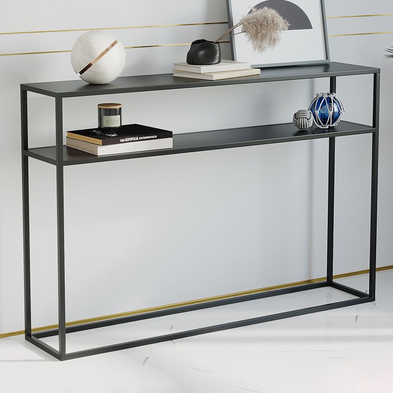 Modern Console Accent Table Antique Finish Console Sofa Table in Metal