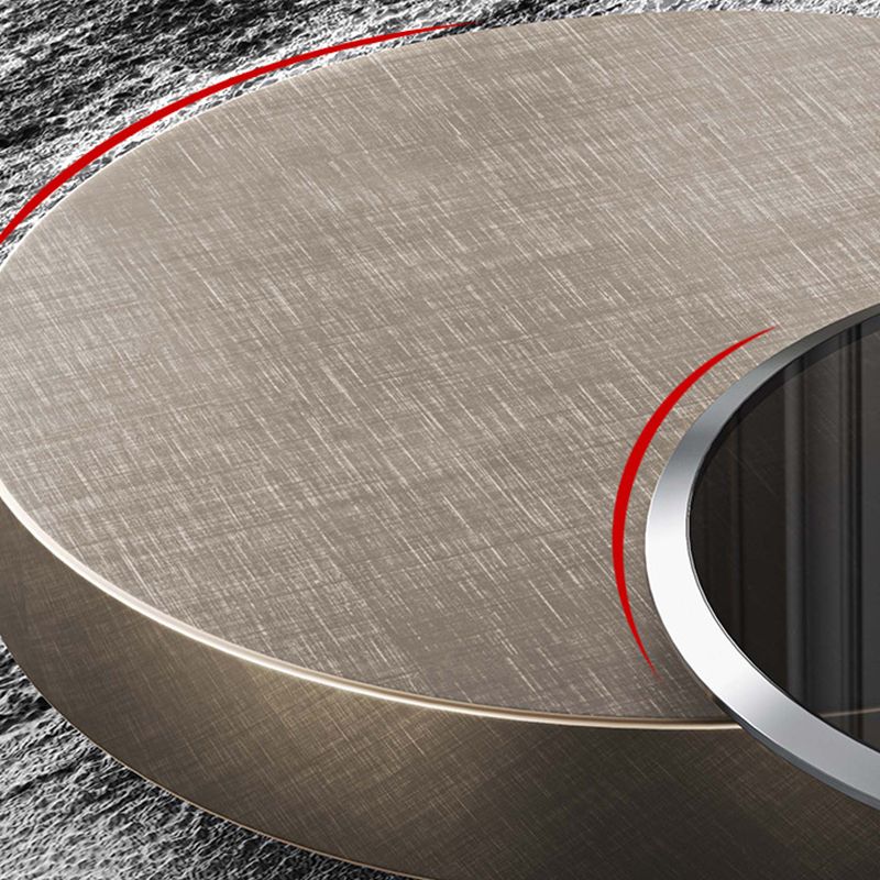 Modern Stainless Steel Solid Coffee Table Round Cocktail Table in Brass/Black