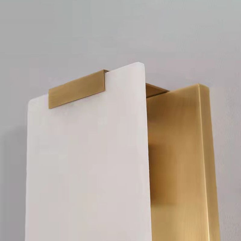 Lampada da lampada con applique rettangolare lampada a parete moderna a 1 luci con tonalità di pietra bianca