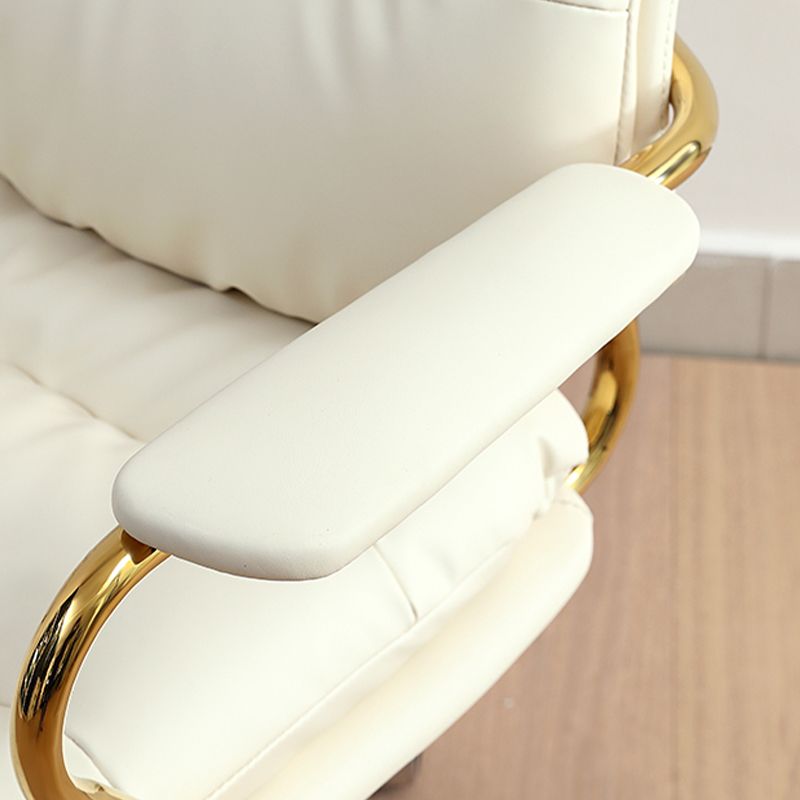 Modern Upholstered Office Chair Fixed Arms No Distressing Desk Chair with Wheels