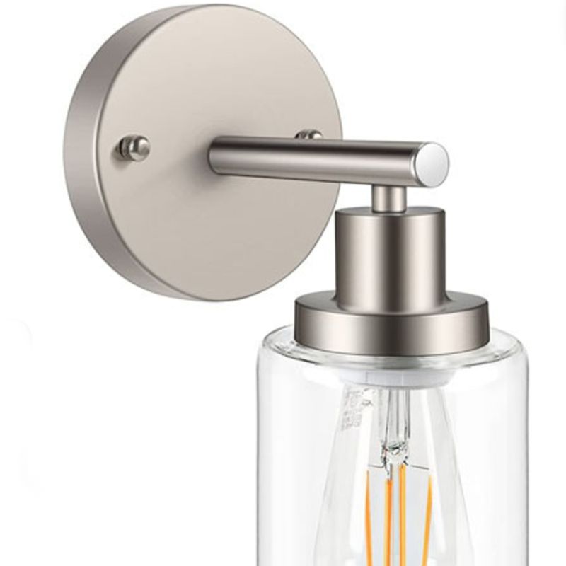 Metal and Glass Bathroom Vanity Lighting Multi - Light Bath Sconce in Chrome