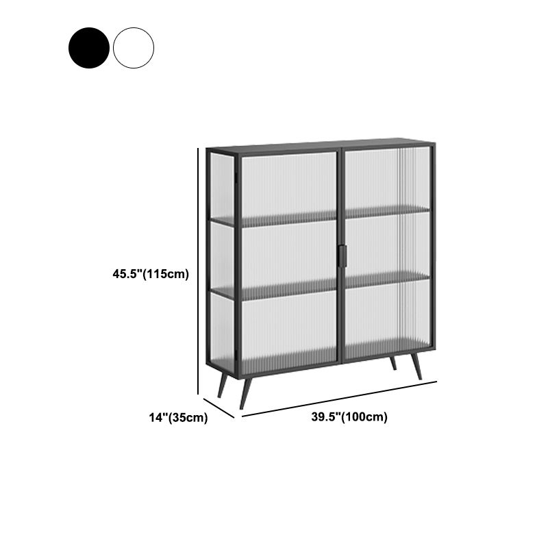 Contemporary Dining Server for Living Room Polished Finish Sideboard with Metal Legs