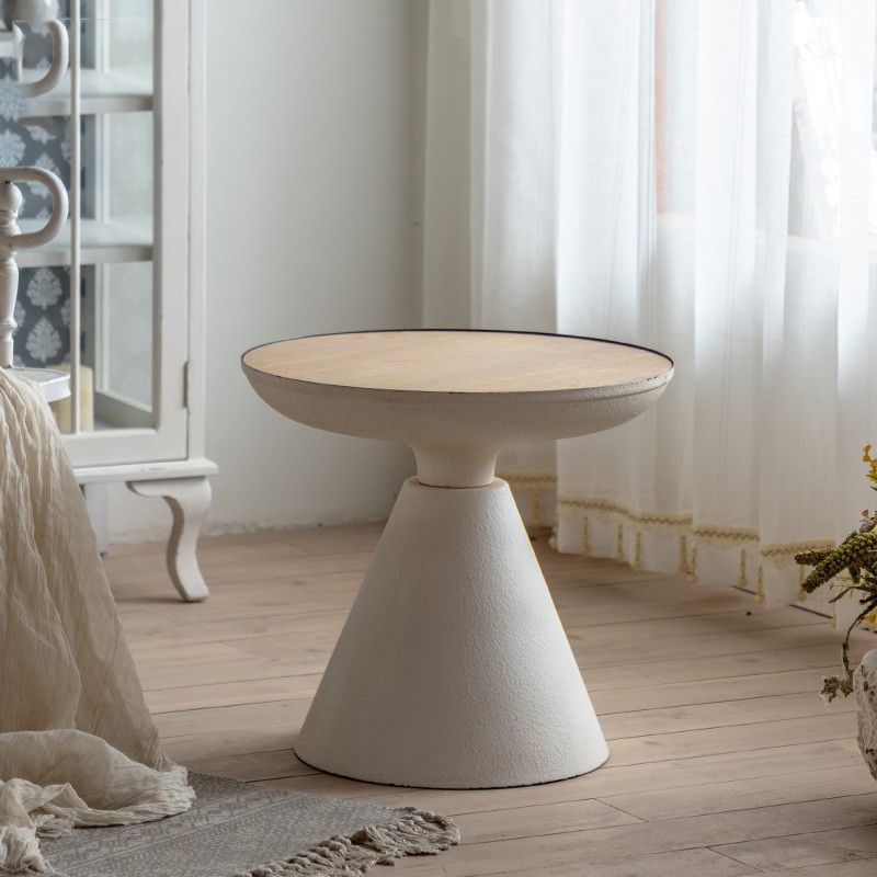French Country Metal Pedestal Side End Table 18.9" Tall Round Side End Table