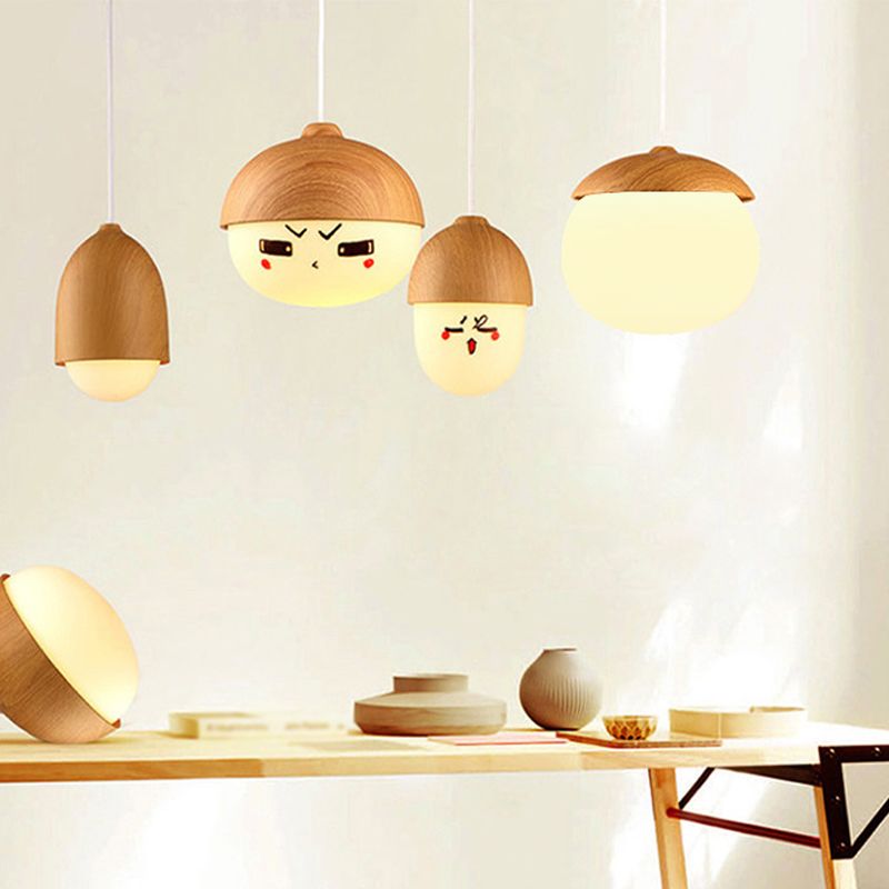 LAMPE DE TRAPLE DE FINE DE BOIS NORDIQUE 1-LIGHT BLANC SUSPENSION SUSPENSION POUR CAFE