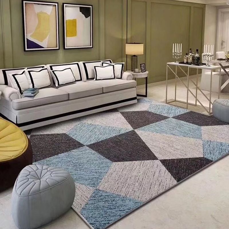 Trendy Living Room Rug Multi Colored Geometric Printed Area Rug Polypropylene Non-Slip Stain-Resistant Rug