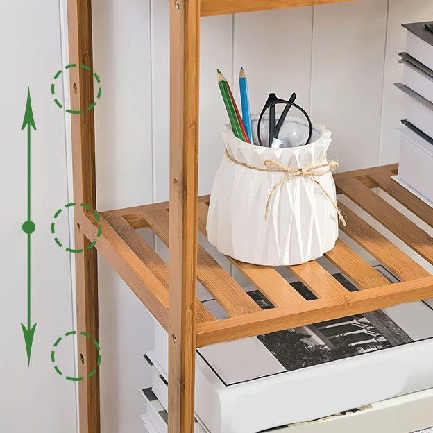 Modern Bamboo Vertical Book Shelf Brown Open Bookshelf for Study Room