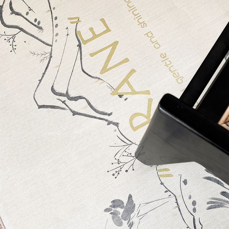 Apricot Modern Carpet Polyester Flower Area Carpet Stain Resistant Carpet for Living Room