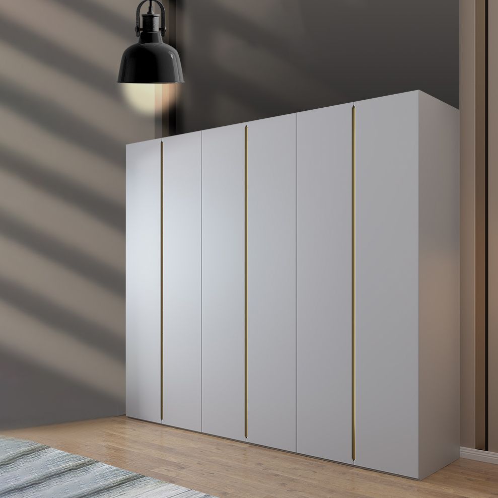 Gray Colour Wooden Wardrobe Contemporary Style Wardrobe Closet with Hinged Door