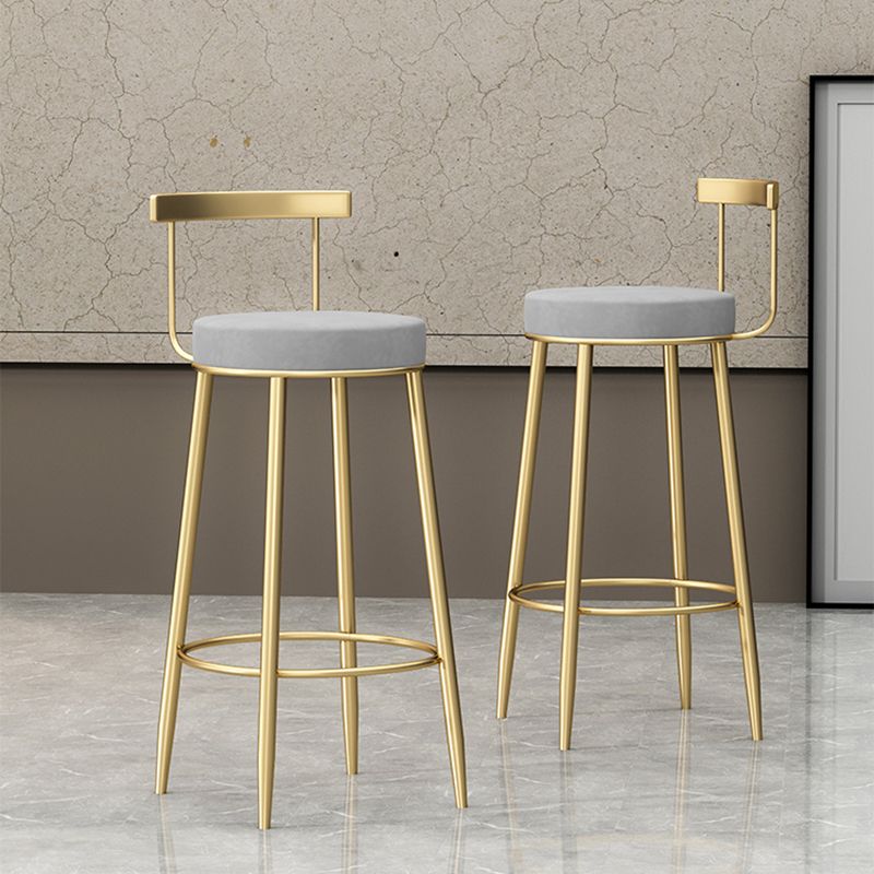 Taburete de bar sin brazos con respaldo Glam, taburete de bar para el hogar de hierro con cojín