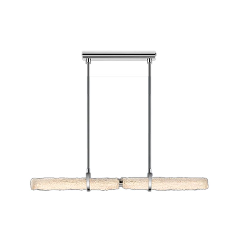 Light Luxury Glass Hanging Lamp Cylinder Shape Island Light Fixture for Dining Table
