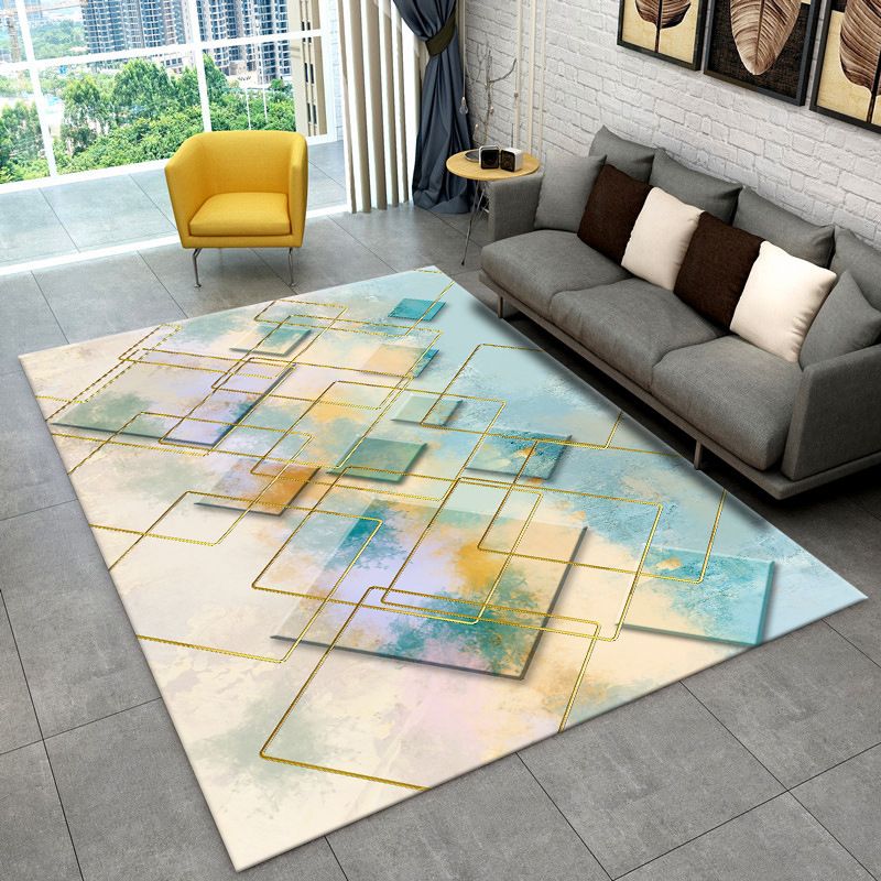 Dark Gray Diamond Print Rug Polyester Simple Rug Stain Resistant Rug for Drawing Room