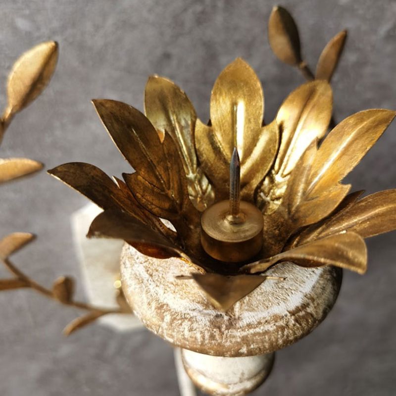 Candle Shape Wood Wall Sconces Modern 1-Light Wall Mount Light Fixture in Gold