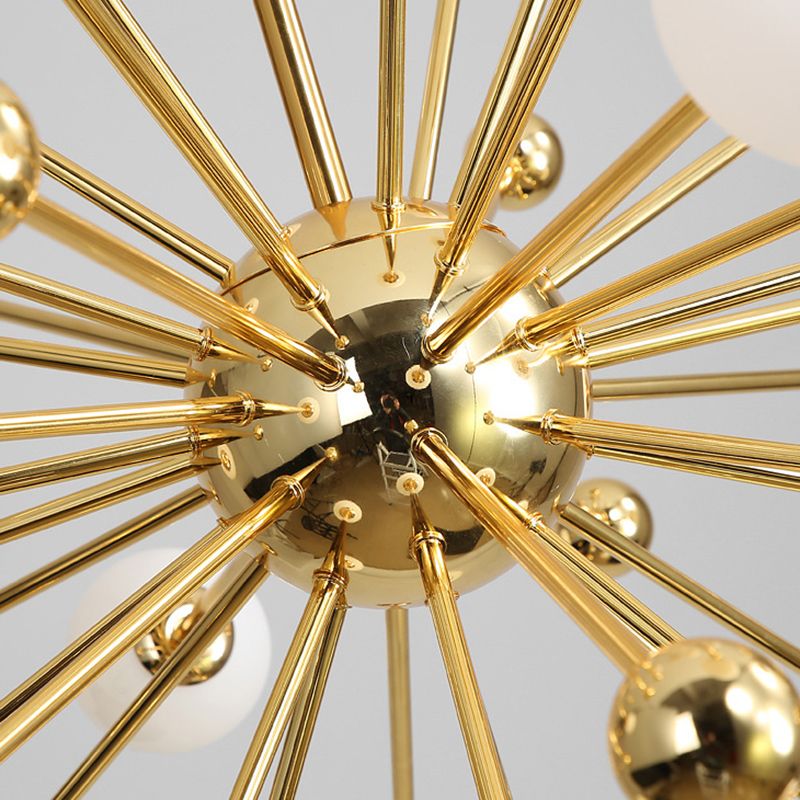 Golden Post-modern Style Metal Chandelier Dandelion Burst-shaped Multi-Lights Ceiling Pendant for Living Room
