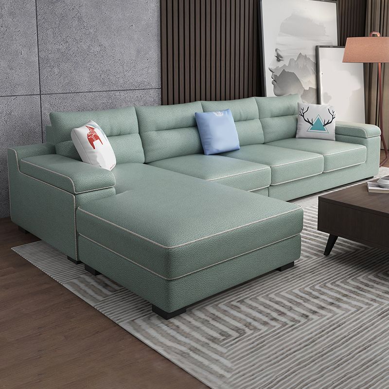 Storage Faux Leather Sectionals with Pillow Top Arm for 4 People