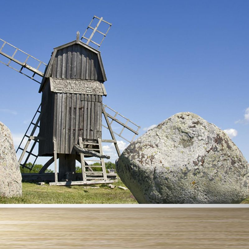 Delectable Windmill Mural Wallpaper for Dining Room Spring Wall Decor, Customised