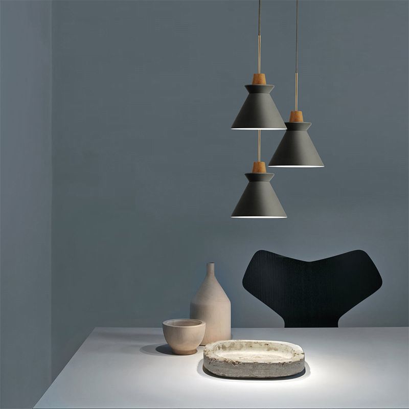 Cone Shaped Cement Hanging Ceiling Light Modern Style Hanging Light Kit for Bedroom