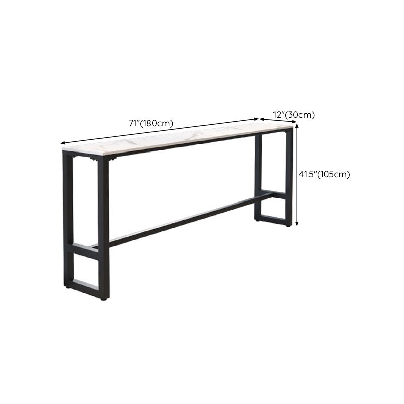 Rectangle Faux Marble Bar Height Table Contemporary Trestle Base Bar Table