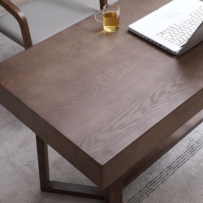 Solid Wood Contemporary Rectangular Dining Table Ash Wood Top Table with Trestle Base