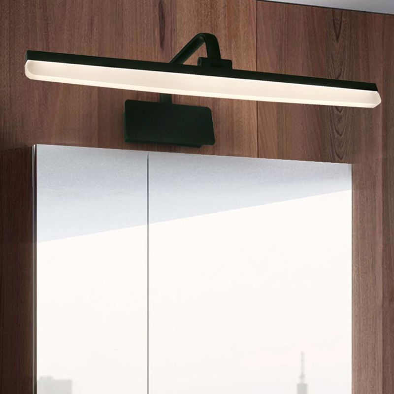 Metal Linear Shade Wall Sconce Modern Style 1- Light Mirror Wall Mount Light in Black